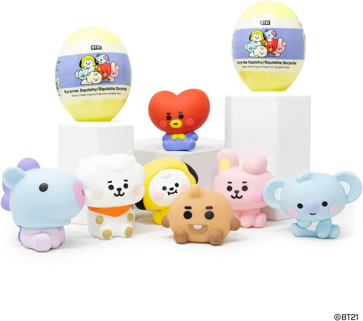 Hamee LINE Friends BT21 (Baby) [Surprise Capsule Series] Cute Water Filled Squishy Toy [Birthday Gift Bags, Party Favors, Gift Basket Filler, Stress Relief Toys] - 2 Pc. (Mystery - Blind Capsule)