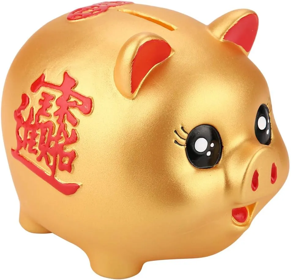 Hamm Piggy Bank Cute Pink Pig,Cow Piggy Bank,Gold Pig,Golden Cute Plastic Pig Bank Pig Toy Money Cash Collectible Saving Box Kids Gift