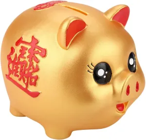 Hamm Piggy Bank Cute Pink Pig,Cow Piggy Bank,Gold Pig,Golden Cute Plastic Pig Bank Pig Toy Money Cash Collectible Saving Box Kids Gift