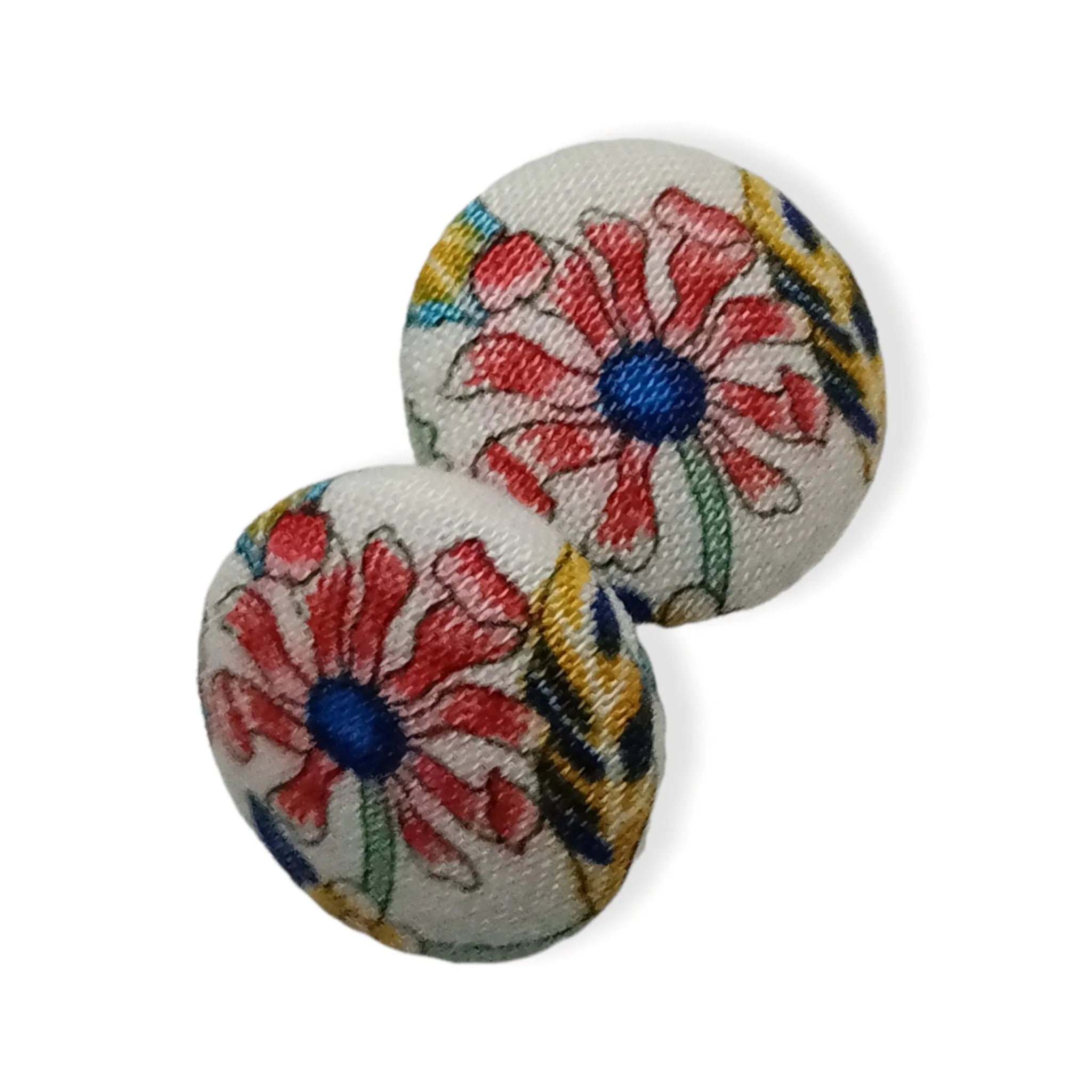 Handmade Floral Fabric Button Earrings | Statement Floral Earrings | Australian Made
