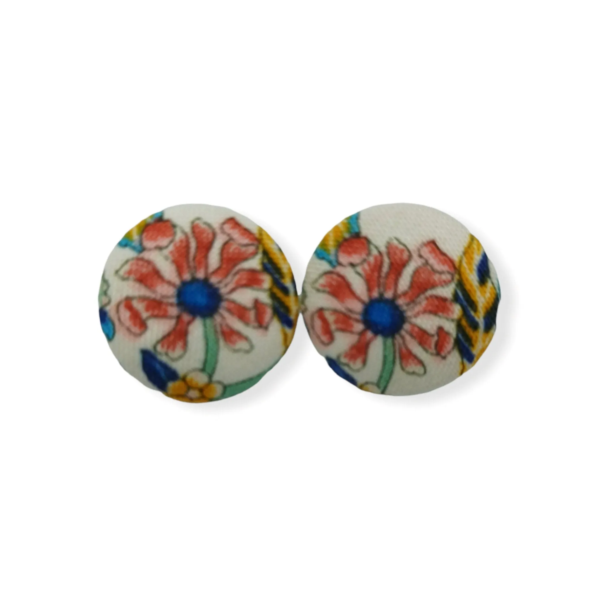 Handmade Floral Fabric Button Earrings | Statement Floral Earrings | Australian Made