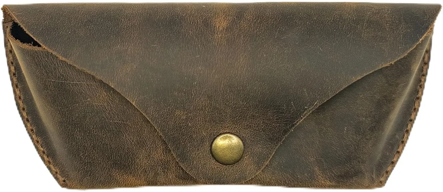 Handmade Leather Eyeglass Case – Soft Sunglasses Pouch, Large Glasses Holder