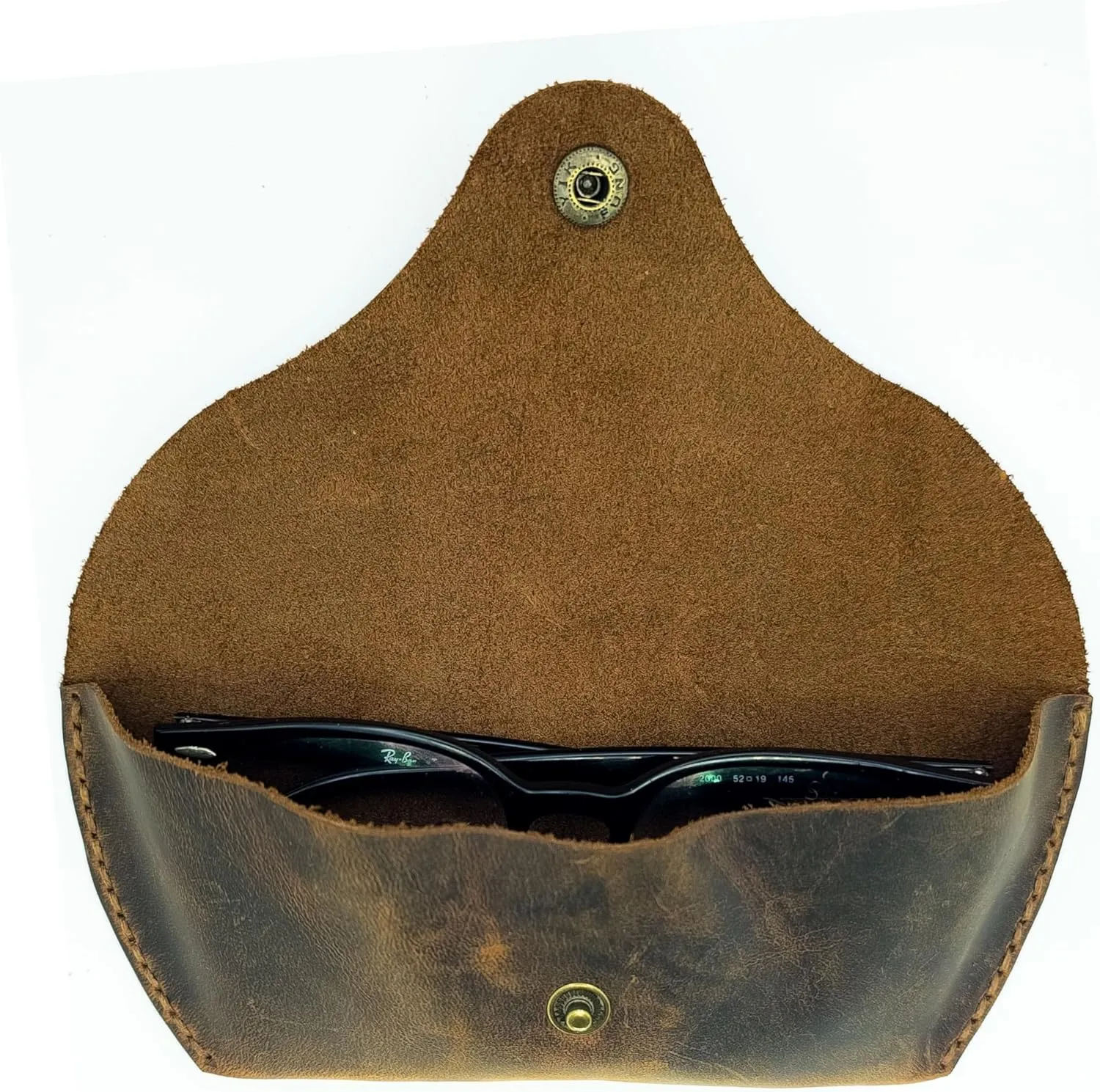 Handmade Leather Eyeglass Case – Soft Sunglasses Pouch, Large Glasses Holder
