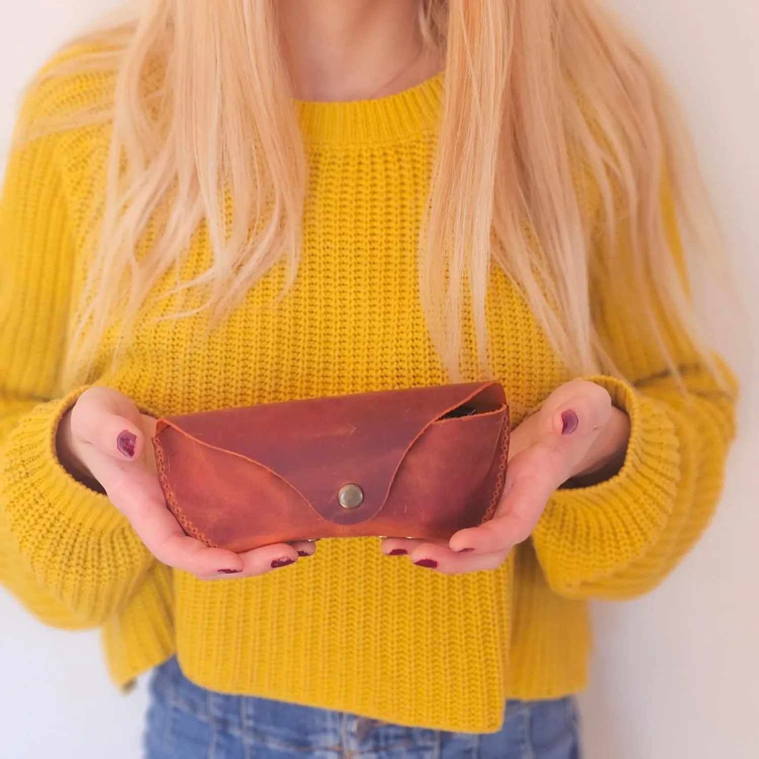 Handmade Leather Eyeglass Case – Soft Sunglasses Pouch, Large Glasses Holder