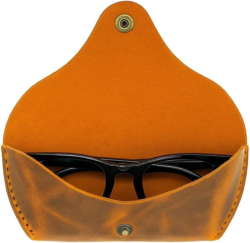 Handmade Leather Eyeglass Case – Soft Sunglasses Pouch, Large Glasses Holder