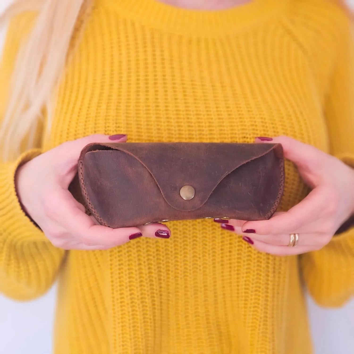 Handmade Leather Eyeglass Case – Soft Sunglasses Pouch, Large Glasses Holder