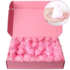 Handmade Scented 31g/1.1oz Pink Heart Soap Favors Guests Keepsake for Baby Shower Wedding Party Bridal Shower Favors AirBnB Soaps Christmas Gifts Love-Hearts Soaps (50 Pcs Individual Gift Bags)