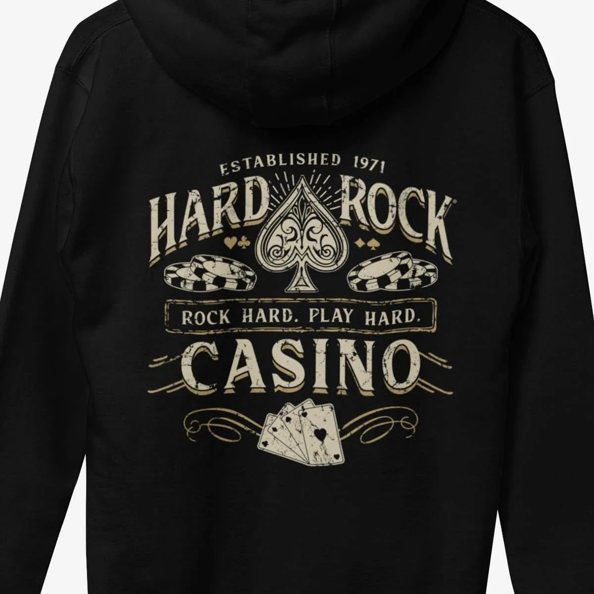 Hard Rock Adult Fit Casino Full Zip Hoodie, Black