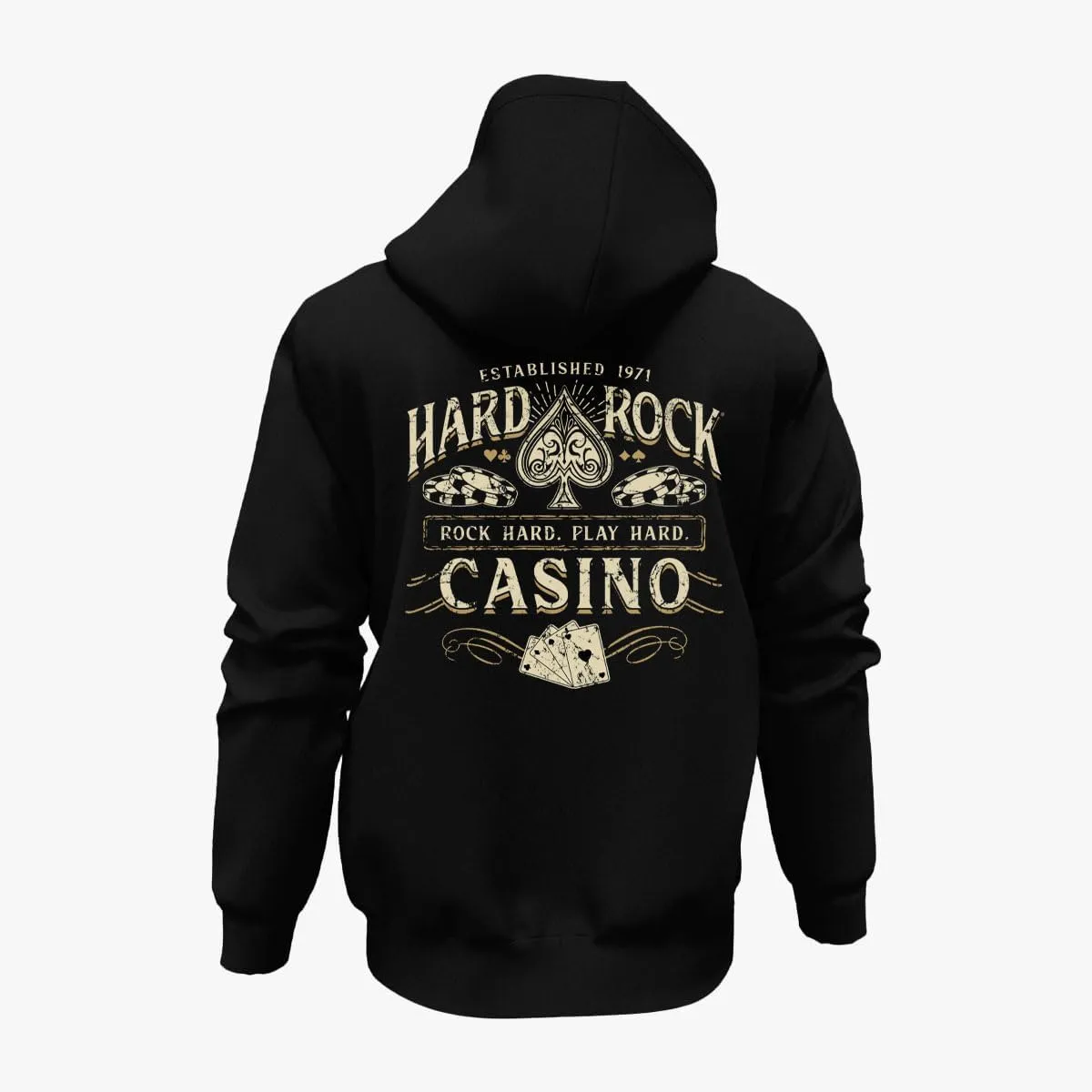 Hard Rock Adult Fit Casino Full Zip Hoodie, Black