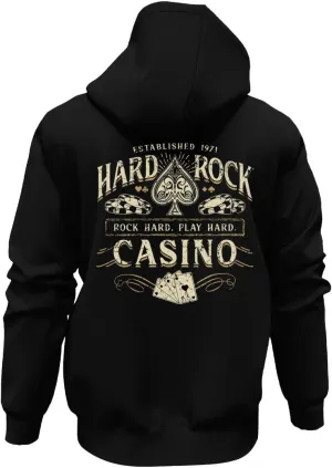 Hard Rock Adult Fit Casino Full Zip Hoodie, Black