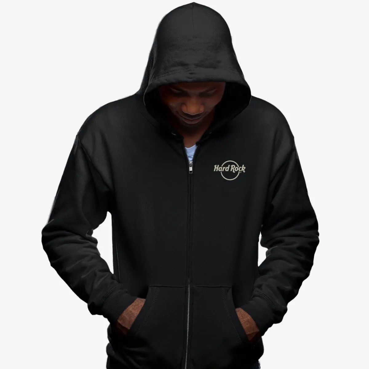 Hard Rock Adult Fit Casino Full Zip Hoodie, Black