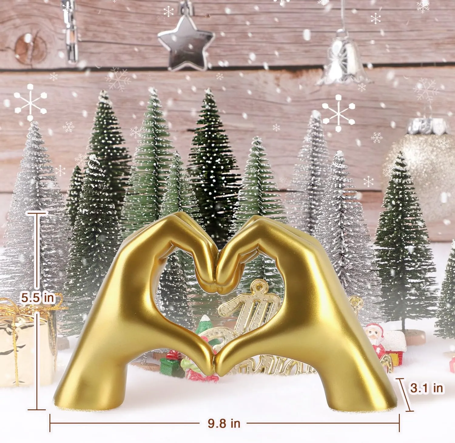Heart Hands Sculpture for Living Room Bedroom Bookshelf, Unique Home Decor for Mom Mother's Day Essential Decorations (No Bracelets)