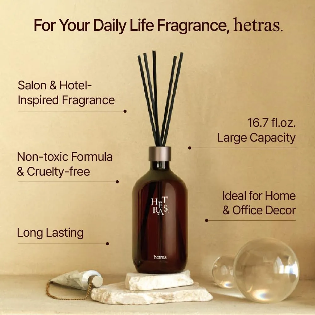 hetras Premium Reed Diffuser Set 16.9 fl.oz. 2 Pack | Black Cherry Scent | Long-Lasting Luxury Fragrance with 10 Reed Sticks for Home & Office | Gifts for Loved One