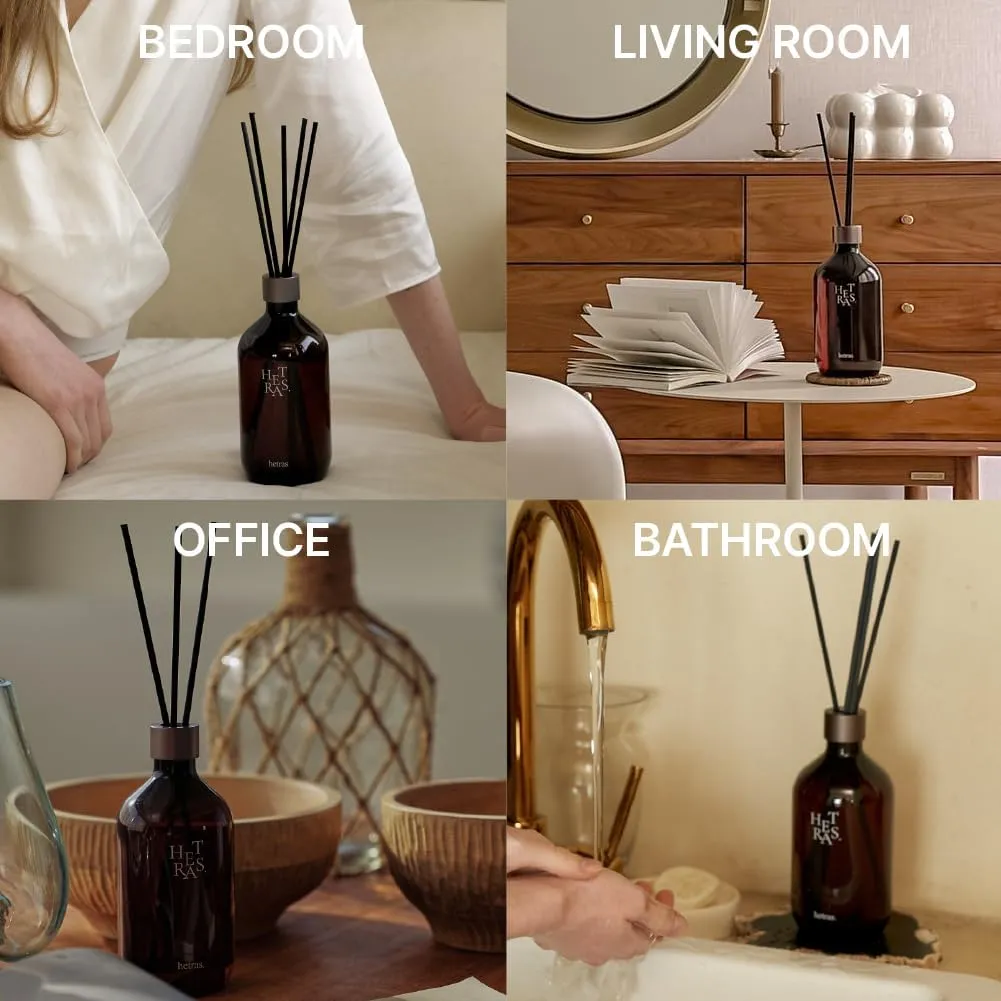hetras Premium Reed Diffuser Set 16.9 fl.oz. 2 Pack | Black Cherry Scent | Long-Lasting Luxury Fragrance with 10 Reed Sticks for Home & Office | Gifts for Loved One