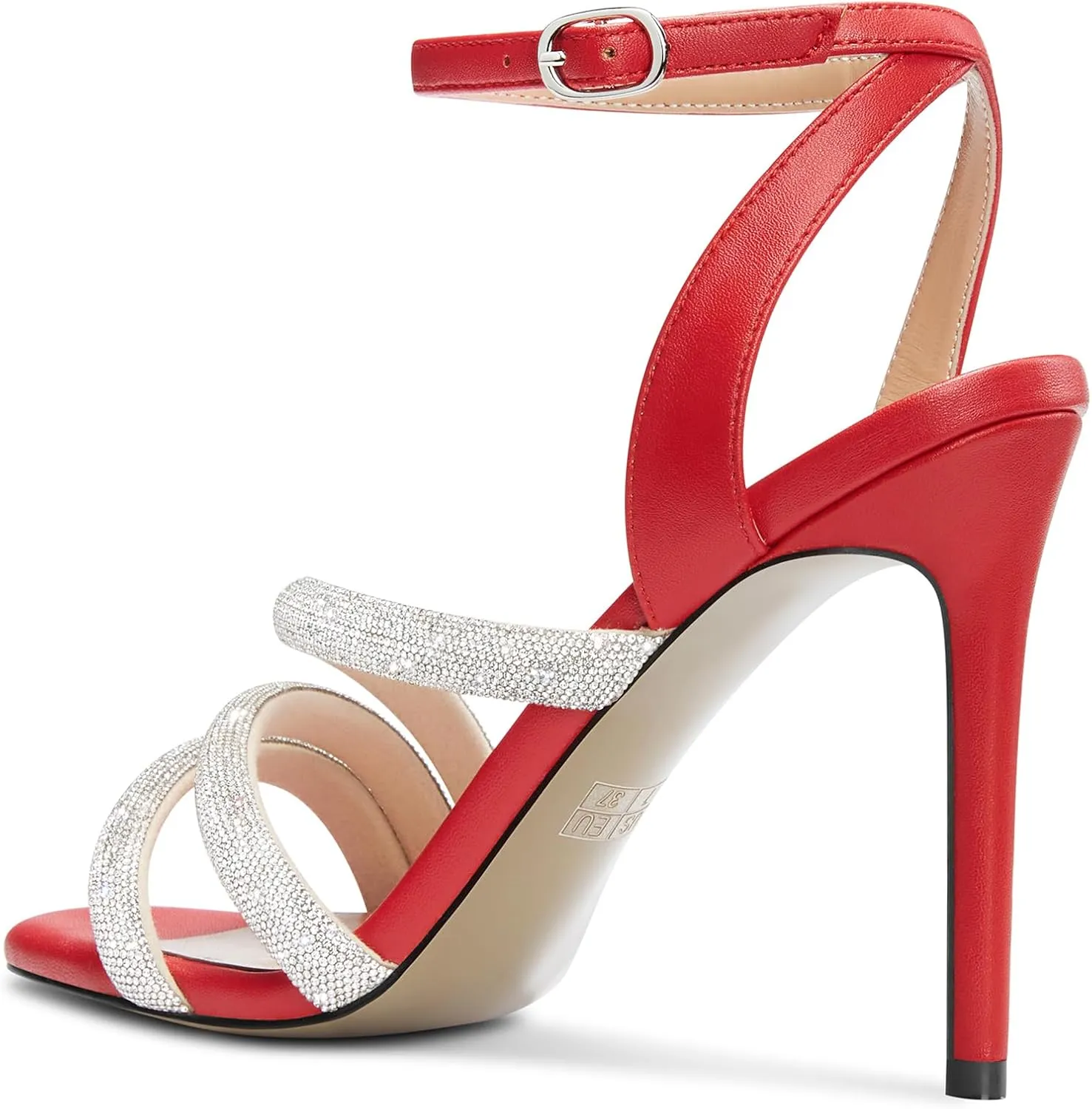 HEUIVZAR Womens Stiletto High Heel Open Toe Ankle Strap Rhinestone Crystal Sandals Prom Party Sexy Gladiator Shoes 3.9 Inches Heels