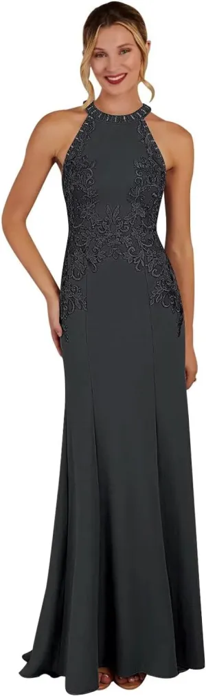HEWEIGUI Long Lace Mother of The Bride Dresses Mermaid Halter Formal Dress for Women Wedding Guest WHC091