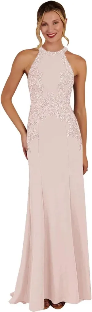 HEWEIGUI Long Lace Mother of The Bride Dresses Mermaid Halter Formal Dress for Women Wedding Guest WHC091
