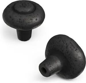 Hickory Hardware 10 Pack Solid Core Kitchen Cabinet Knobs, Luxury Cabinet and Dresser Knobs, Handle Pulls for Doors & Drawers, 1-1/4 Inch, Black Iron, Refined Rustic Collection