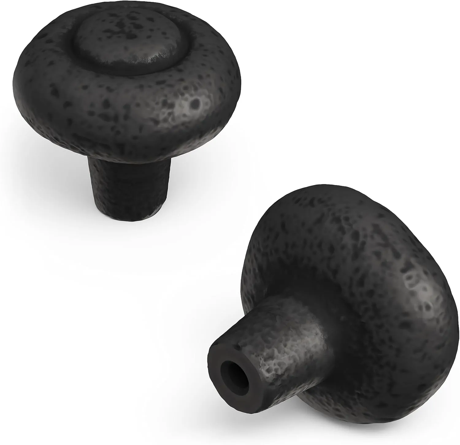 Hickory Hardware 10 Pack Solid Core Kitchen Cabinet Knobs, Luxury Cabinet and Dresser Knobs, Handle Pulls for Doors & Drawers, 1-1/4 Inch, Black Iron, Refined Rustic Collection