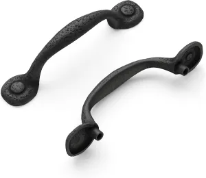 Hickory Hardware 10 Pack Solid Core Kitchen Cabinet Pulls, Luxury Cabinet Handles, Hardware for Doors & Dresser Drawers, 3 Inch Hole Center, Black Iron, Refined Rustic Collection