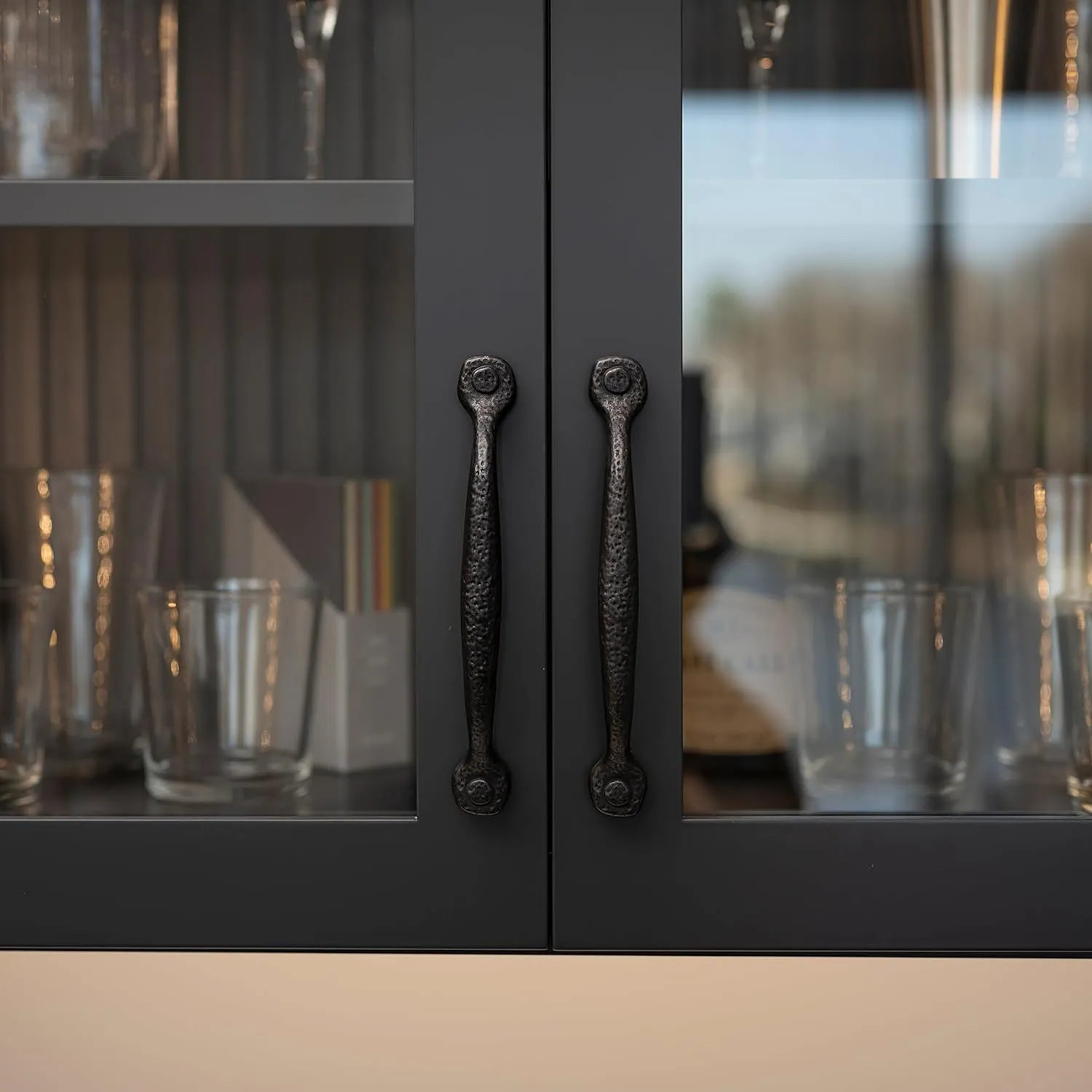Hickory Hardware 10 Pack Solid Core Kitchen Cabinet Pulls, Luxury Cabinet Handles, Hardware for Doors & Dresser Drawers, 3 Inch Hole Center, Black Iron, Refined Rustic Collection