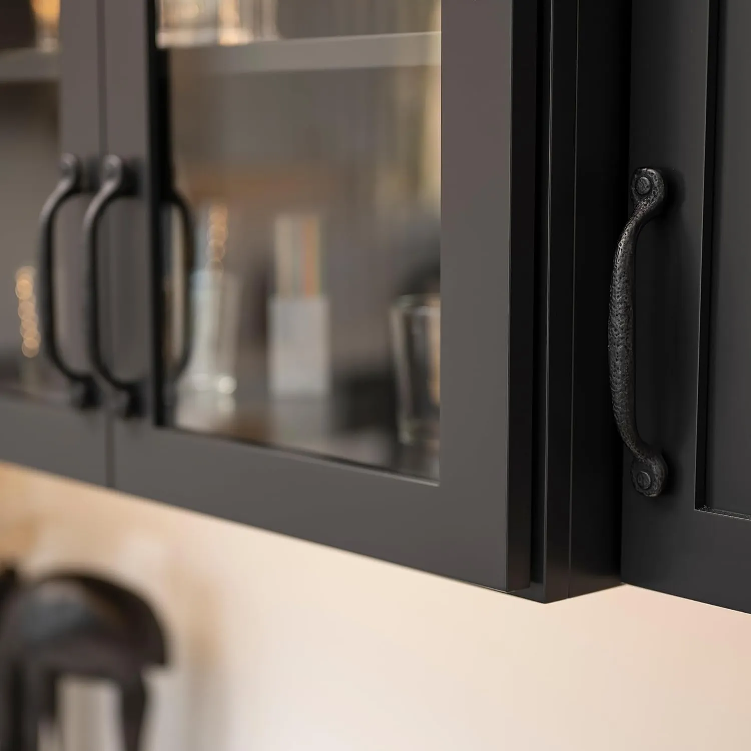 Hickory Hardware 10 Pack Solid Core Kitchen Cabinet Pulls, Luxury Cabinet Handles, Hardware for Doors & Dresser Drawers, 3 Inch Hole Center, Black Iron, Refined Rustic Collection