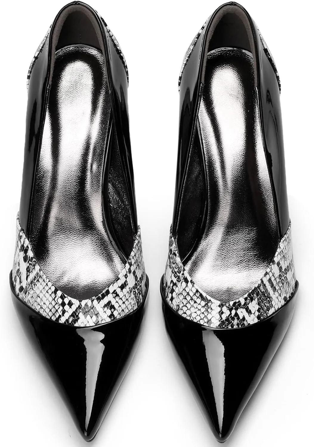 High Heels for Women Patent Leather Pointed Toe Pumps Animal Print Snake Skin Closed Toe Chunky Block Dressy Comfortable Sexy Elegantes Wedding Slip On Formal Prom 3 Inch Shoes