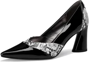 High Heels for Women Patent Leather Pointed Toe Pumps Animal Print Snake Skin Closed Toe Chunky Block Dressy Comfortable Sexy Elegantes Wedding Slip On Formal Prom 3 Inch Shoes