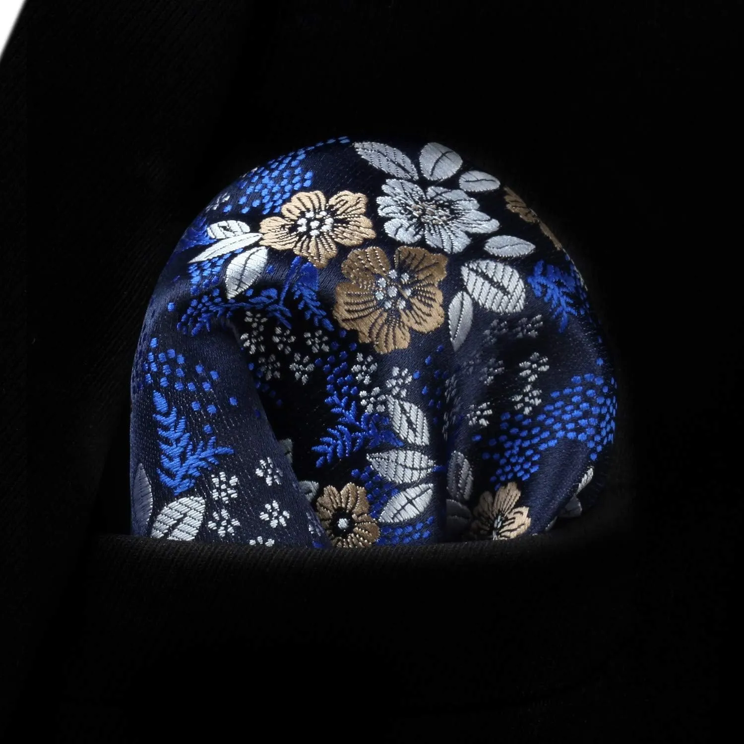 HISDERN Men Floral Ties Woven Classic 3.4" Necktie Set Formal tie Pocket Square for Wedding with Handkerchief Gift Box
