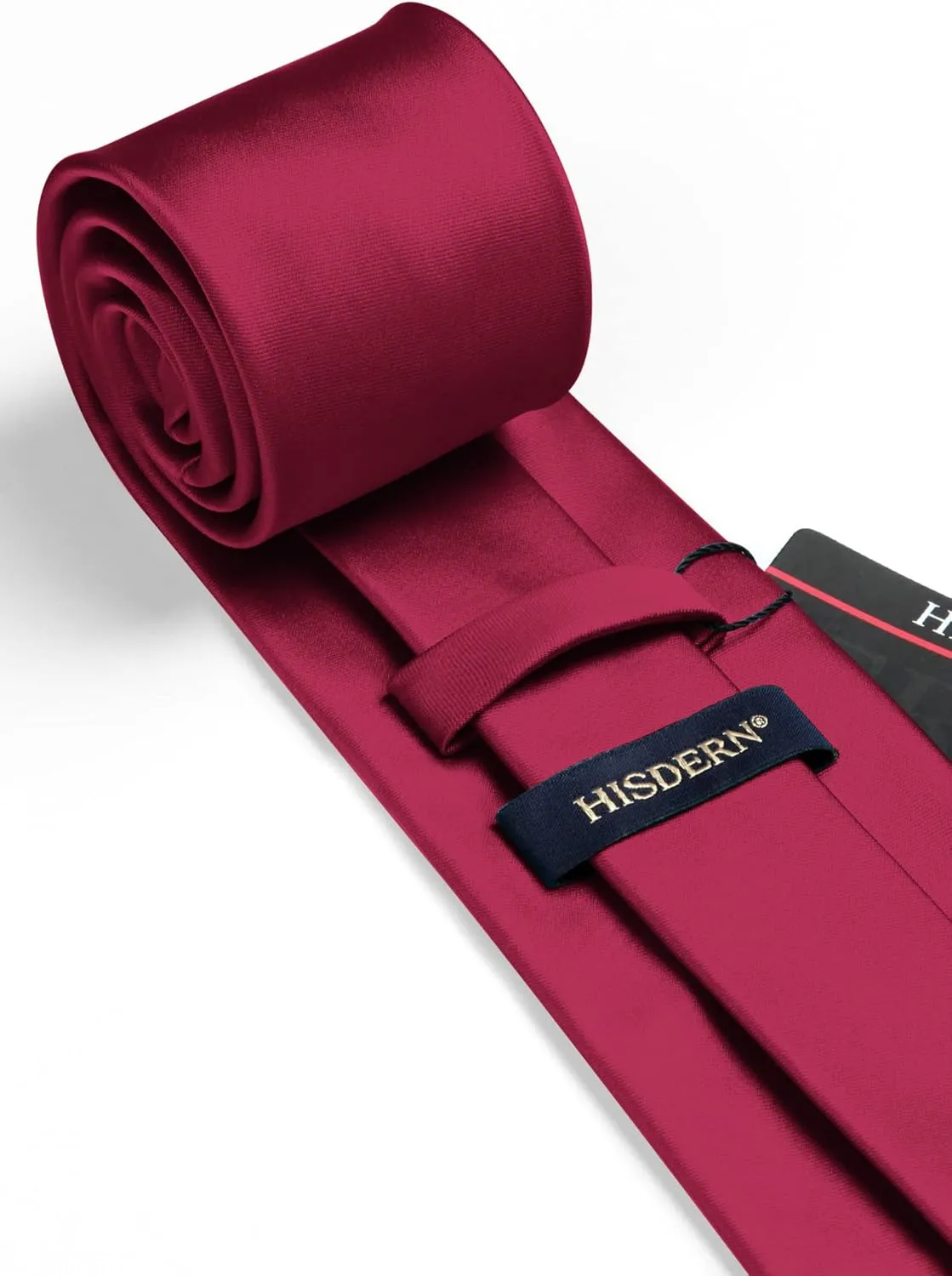 HISDERN Mens Solid Color Ties Formal Satin Necktie and Pocket Square Set Classic Wedding Business Tie & Handkerchief