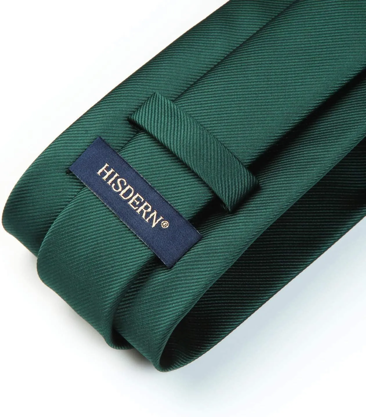 HISDERN Mens Ties Solid Color Wedding Ties and Pocket Square Neckties Clip Sets Business Formal Satin Ties for Men