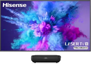 Hisense 100L9G Laser TV Triple-Laser Ultra Short Throw Projector with 100" ALR Screen, 4K UHD, 3000 Lumens, Dolby Vision, Android TV - Black