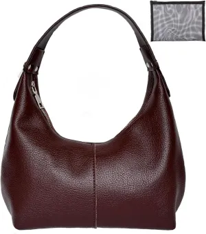 Hobo Women's PU Leather Shoulder Tote Clutch Crescent Slouchy Bag with Zipper Closure and Top Handle