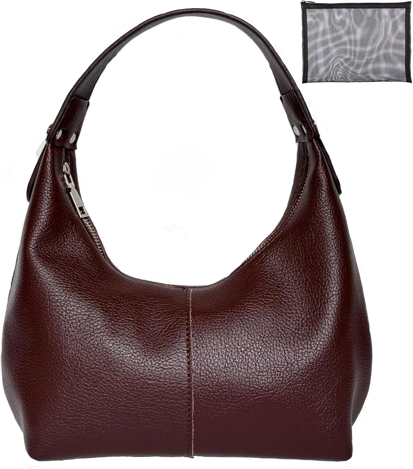 Hobo Women's PU Leather Shoulder Tote Clutch Crescent Slouchy Bag with Zipper Closure and Top Handle