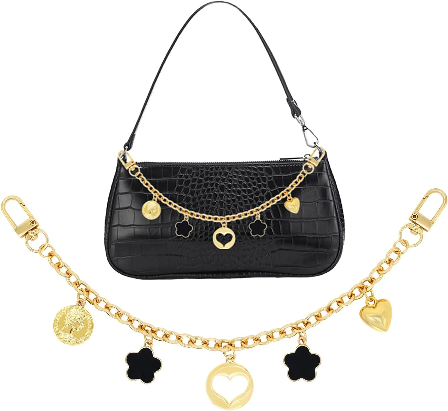 HOSBY Bag Charm Handbag Chains Decoration for Women, Sparkling Pendant Accessories for Purse Designer Shoulder Bag
