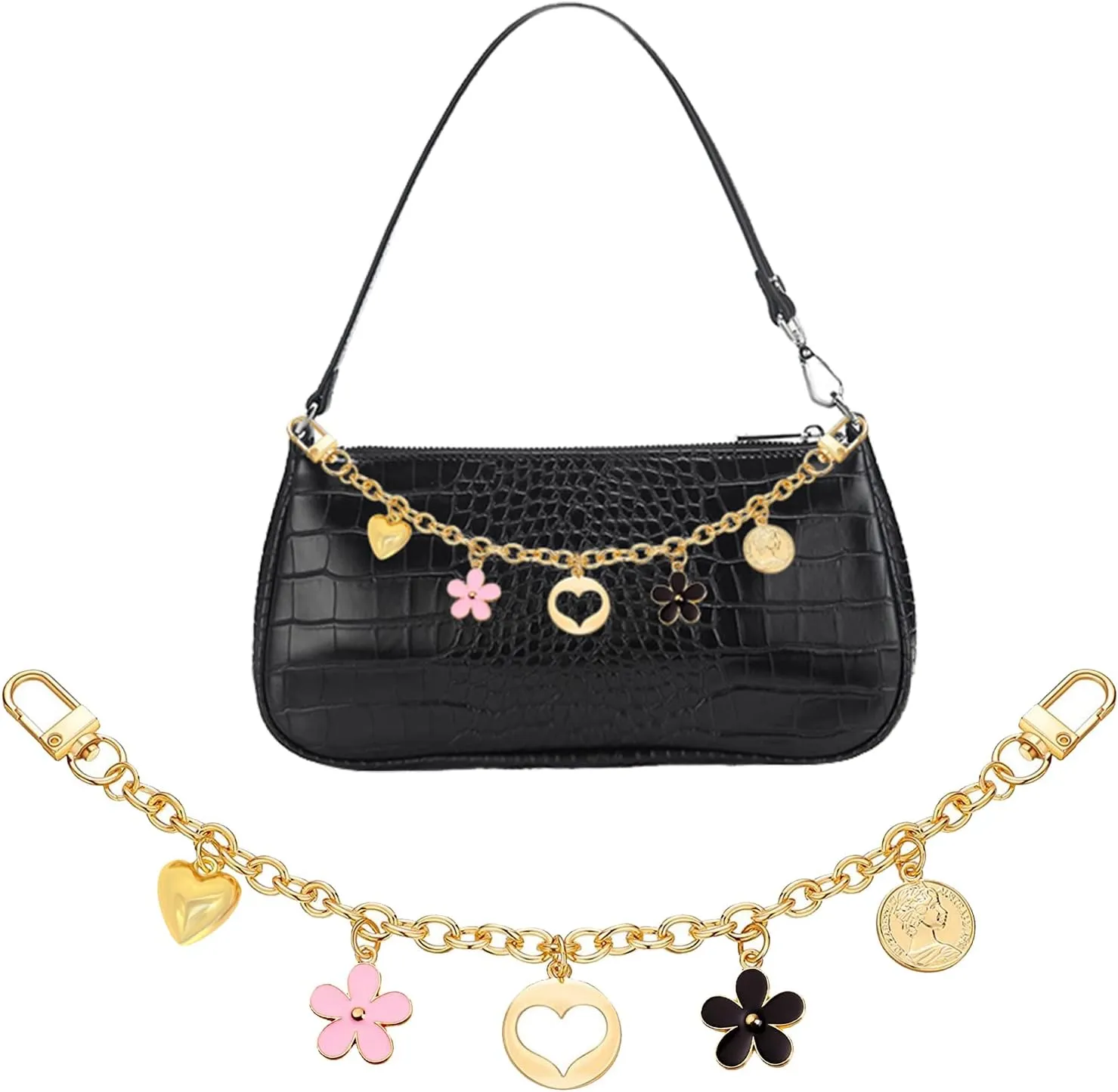 HOSBY Bag Charm Handbag Chains Decoration for Women, Sparkling Pendant Accessories for Purse Designer Shoulder Bag