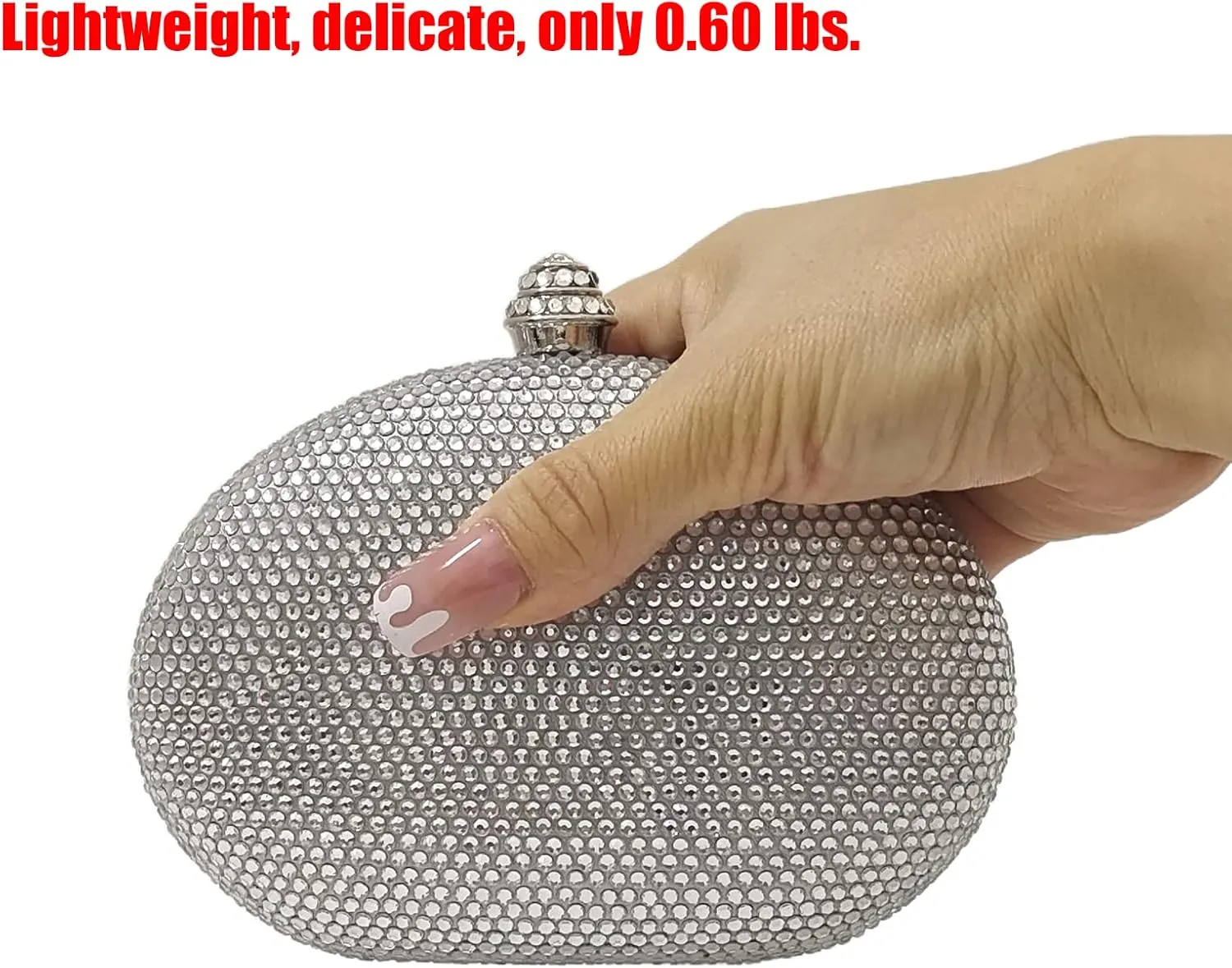 HUANG ZHUANG Egg Shape Crystal Clutch Purse Rhinestone Evening Bag for Women Party Wedding Cute Handbag