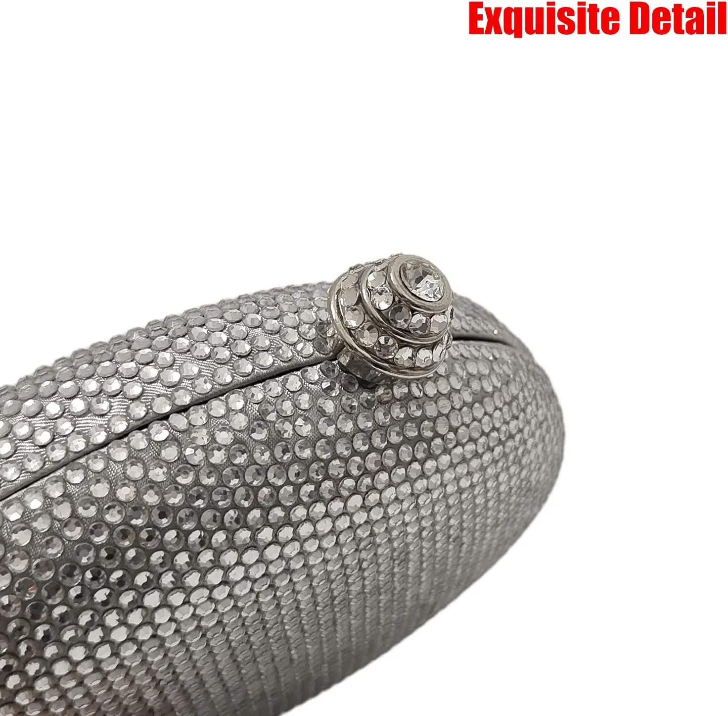 HUANG ZHUANG Egg Shape Crystal Clutch Purse Rhinestone Evening Bag for Women Party Wedding Cute Handbag