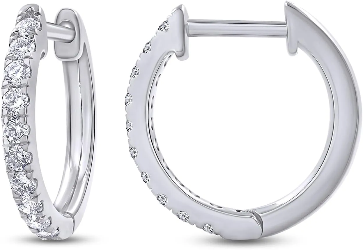 Huggie Hoop Earrings For Women, 1/4 Carat Round Shape Lab Grown Diamond Wedding Bridal Hoop Earrings In 10K OR 14k Solid Gold Or 925 Sterling Silver Jewelry Gifts For Her (0.25 Cttw)