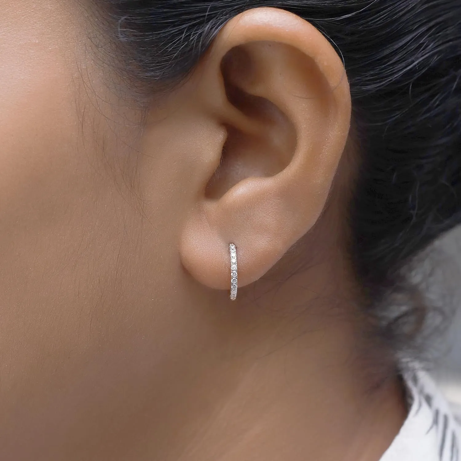 Huggie Hoop Earrings For Women, 1/4 Carat Round Shape Lab Grown Diamond Wedding Bridal Hoop Earrings In 10K OR 14k Solid Gold Or 925 Sterling Silver Jewelry Gifts For Her (0.25 Cttw)