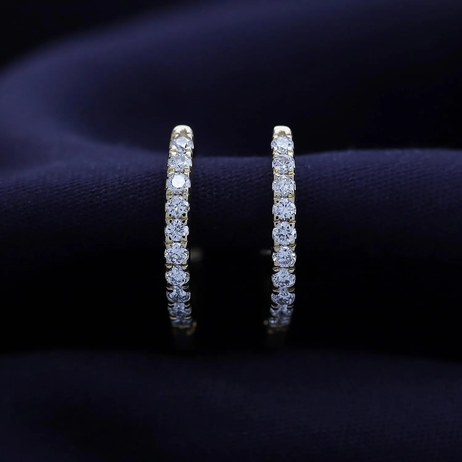 Huggie Hoop Earrings For Women, 1/4 Carat Round Shape Lab Grown Diamond Wedding Bridal Hoop Earrings In 10K OR 14k Solid Gold Or 925 Sterling Silver Jewelry Gifts For Her (0.25 Cttw)
