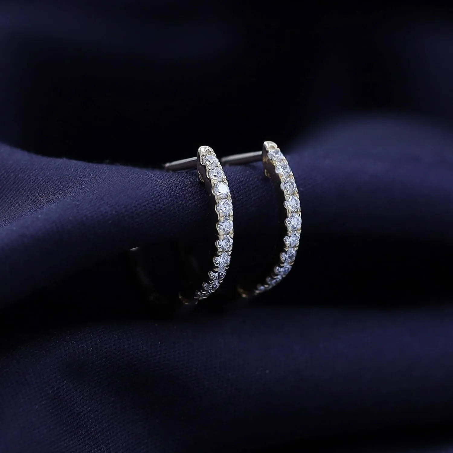 Huggie Hoop Earrings For Women, 1/4 Carat Round Shape Lab Grown Diamond Wedding Bridal Hoop Earrings In 10K OR 14k Solid Gold Or 925 Sterling Silver Jewelry Gifts For Her (0.25 Cttw)