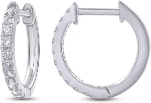 Huggie Hoop Earrings For Women, 1/4 Carat Round Shape Lab Grown Diamond Wedding Bridal Hoop Earrings In 10K OR 14k Solid Gold Or 925 Sterling Silver Jewelry Gifts For Her (0.25 Cttw)