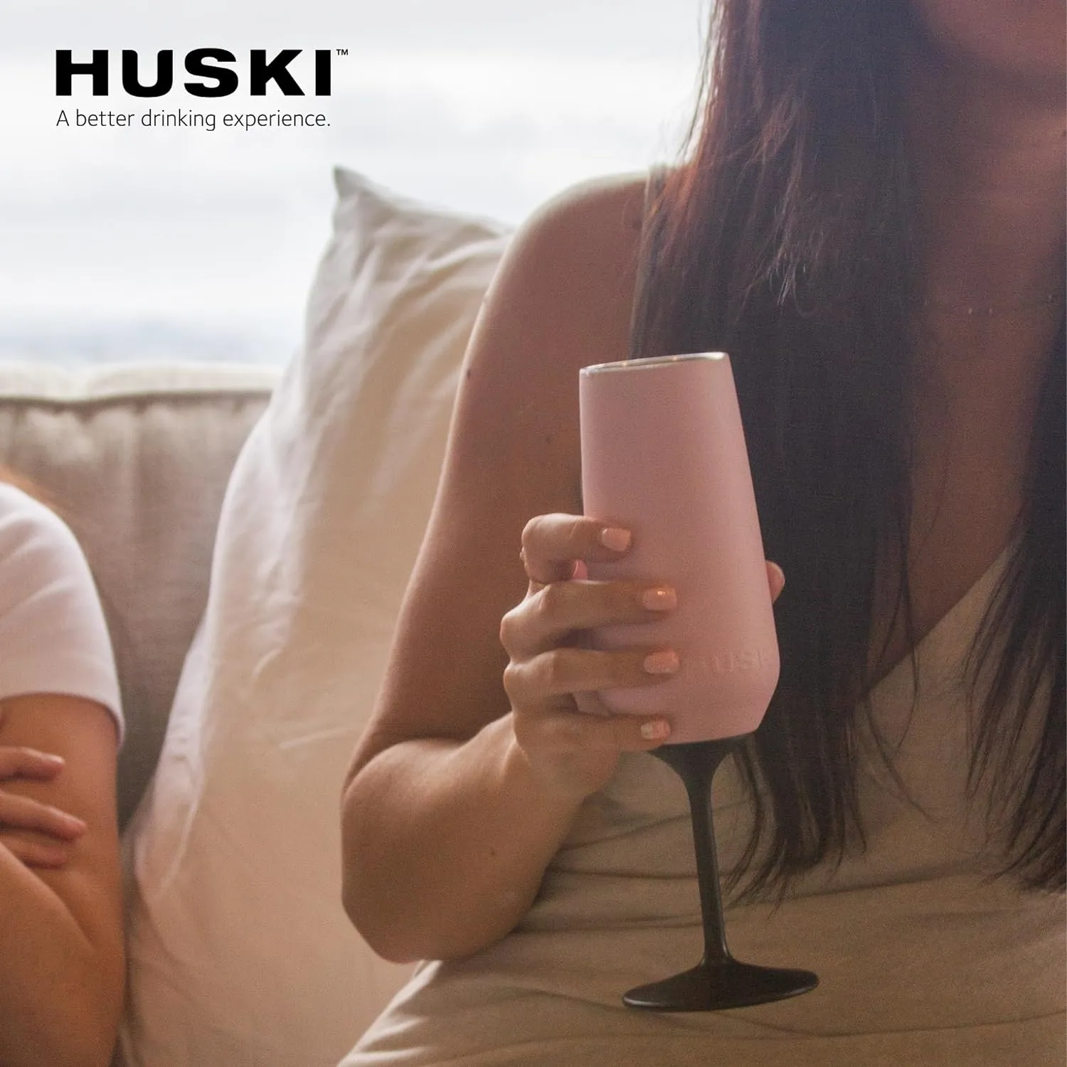 Huski Champagne Flute | NEW | Award-winning Design with Detachable Stem | Premium Stainless Steel Champagne Glass with Lid | Triple Insulated Tumbler | 8oz Capacity | Great Gift (Black)