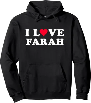 I Love Farah Matching Girlfriend & Boyfriend Farah Name Pullover Hoodie