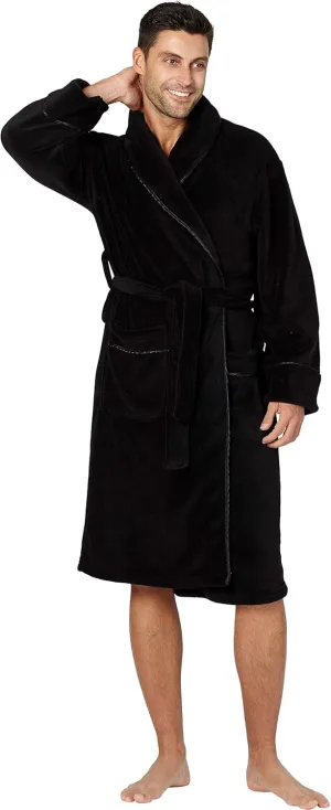 INTIMO Alexander Julian Mens Super Soft Cozy Plush Robe with Satin Trim