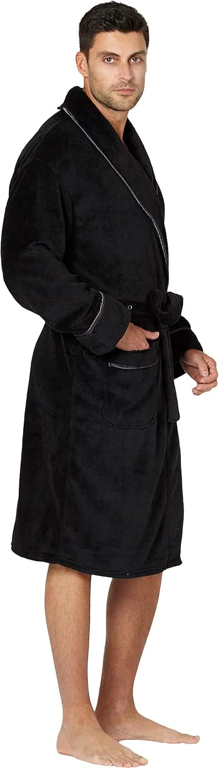 INTIMO Alexander Julian Mens Super Soft Cozy Plush Robe with Satin Trim