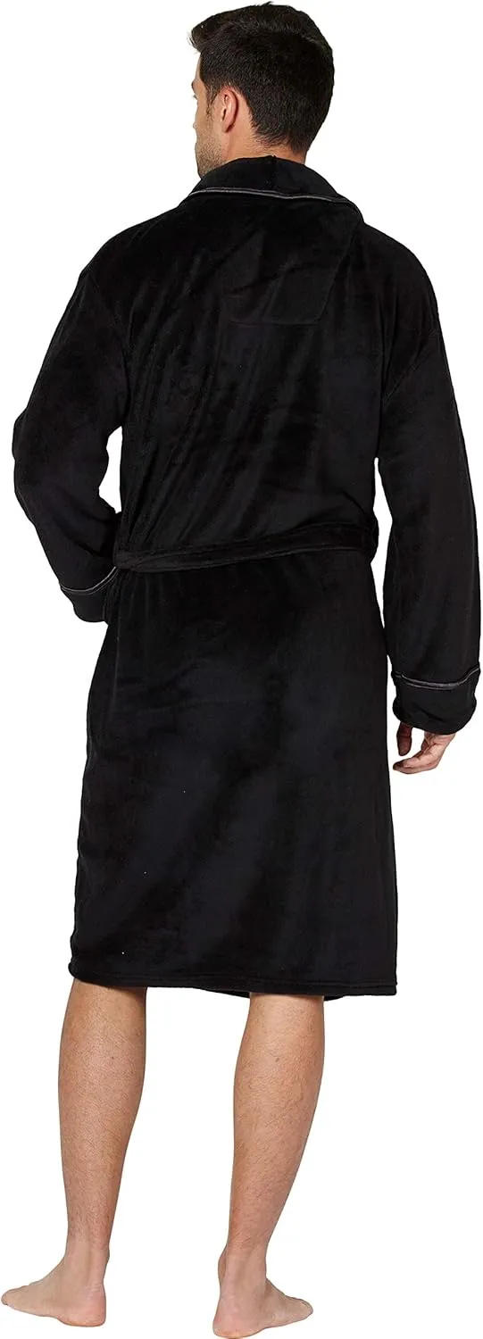 INTIMO Alexander Julian Mens Super Soft Cozy Plush Robe with Satin Trim