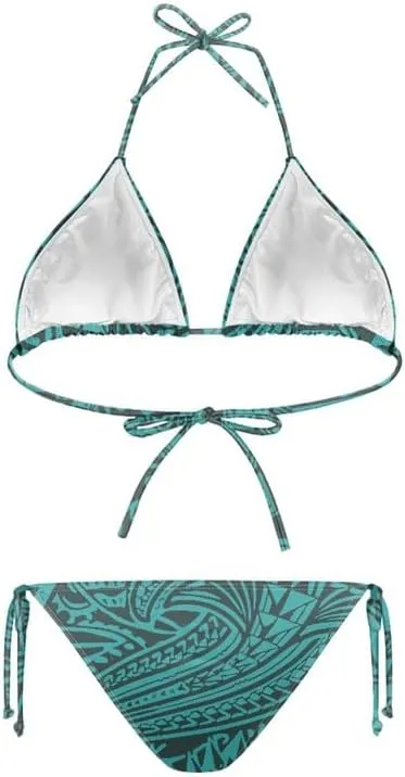 Irisjudy Women's Two Piece Bikini Swimsuit Cute Fruits Tie String Triangle Bottom Hawaii Flowers Halter Tie Side Swimsuits