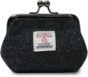 Islander The Coin Purse Made of Harris Tweed (Black Herringbone)